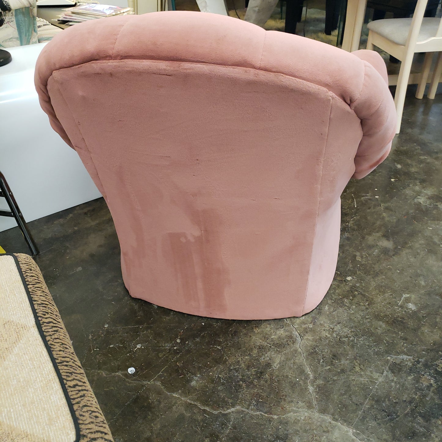 Pink Velvet Shell Back Post Modern Chair