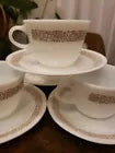 Corelle Pyrex Woodland Brown Floral White Mug Coffee Teacup and Saucer Set Of 4