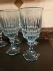 Fostoria Heritage Light Blue Crystal Iced Tea Goblet Hexagon Footed