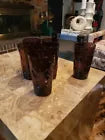 Vintage 1960 Tex Glass Decatur Thumbprint Tumblers Amethyst Purple Tumblers Set