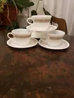 Corelle Pyrex Woodland Brown Floral White Mug Coffee Teacup and Saucer Set Of 4