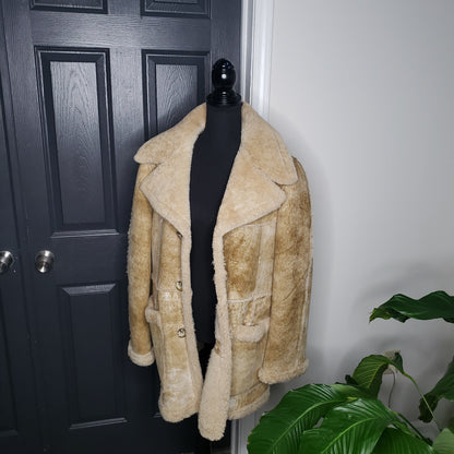 Sullivans Beige Brown Soft Shearling 3/4 Coat