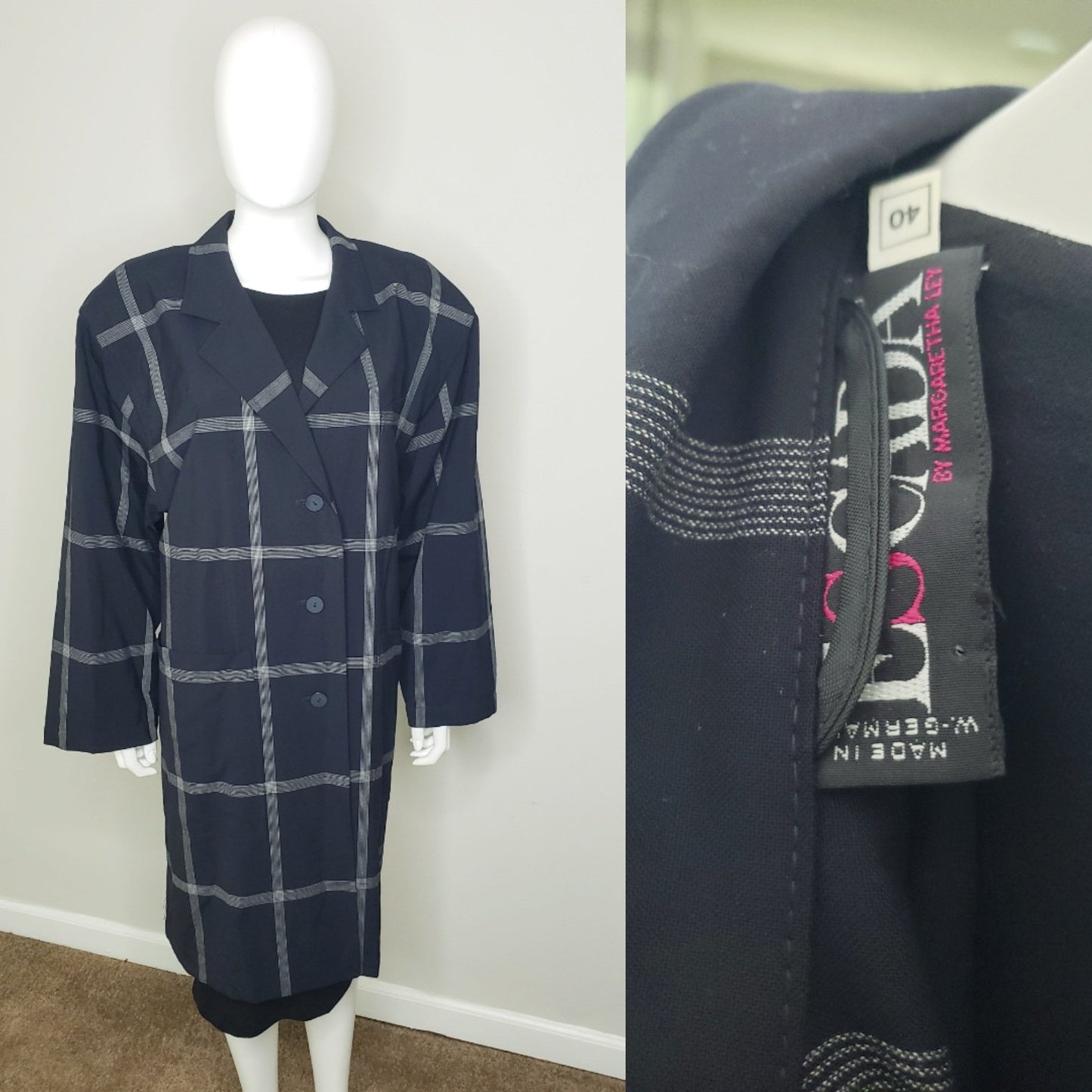 Escada Blue Plaid Duster