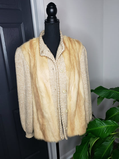 Evans Mink Fur Vested Wool Sweater