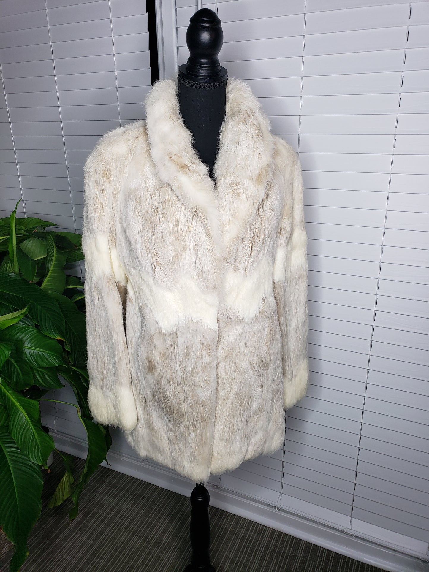 Unbranded 2 Tone Rabbit Fur Zig Zag Coat