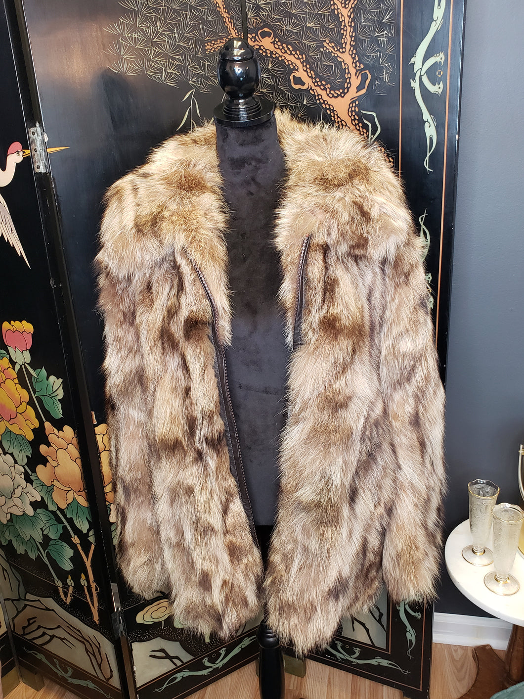 Men's Raccoon Fur Patchwork Coat