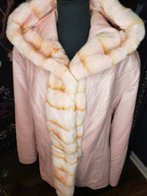 Load image into Gallery viewer, Henig Furs Pink  Champagne  Leather Trimmed Jacket
