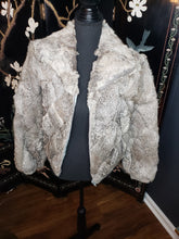Load image into Gallery viewer, Dino Rico Gray Patchwork Rabbit Fur Bomber Jacket
