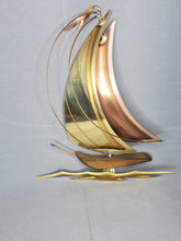 Load image into Gallery viewer, Copper &amp; Brass Sailboat MCM Wall Hanging
