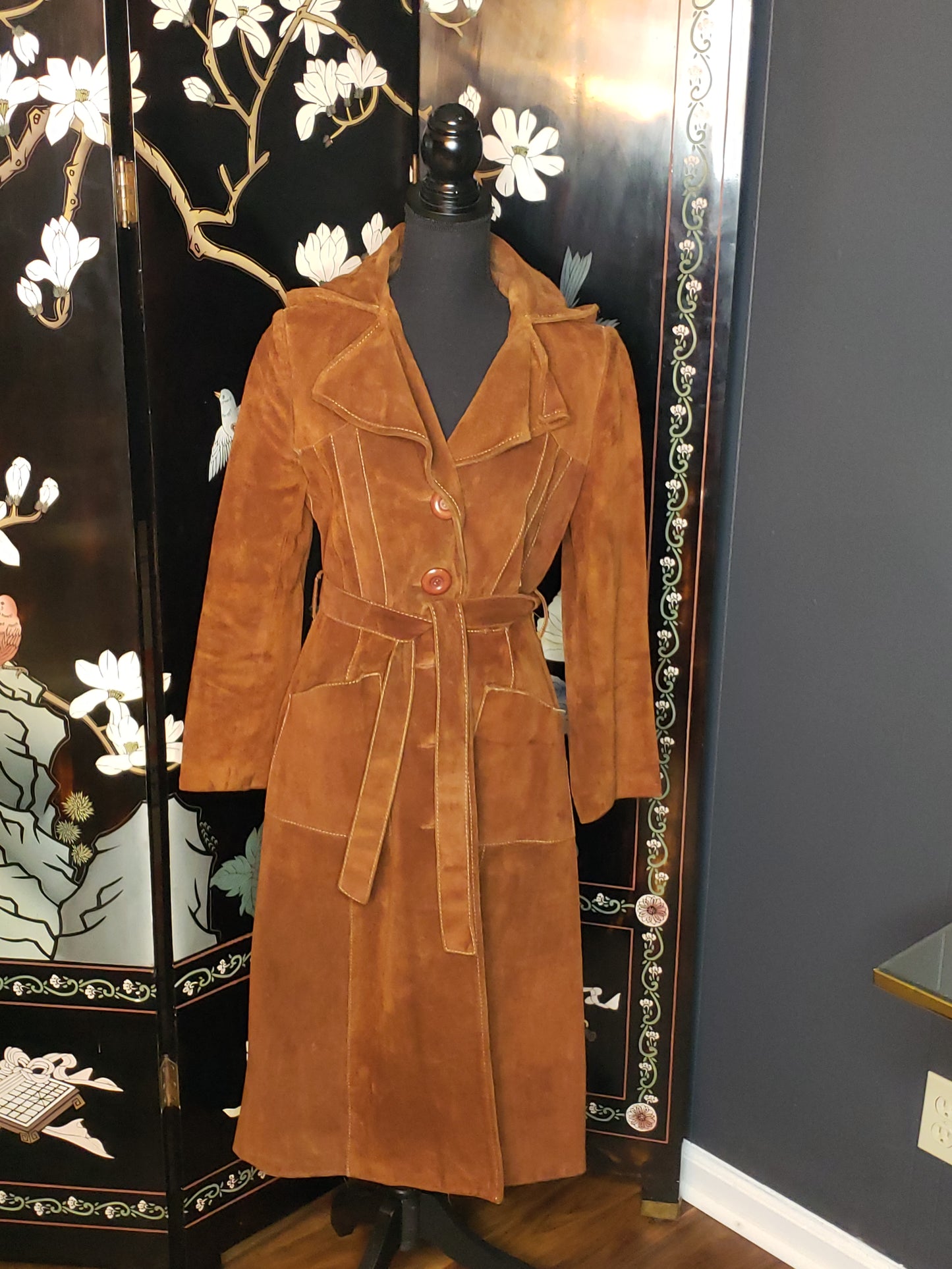 1970s Suede Hooded Coat