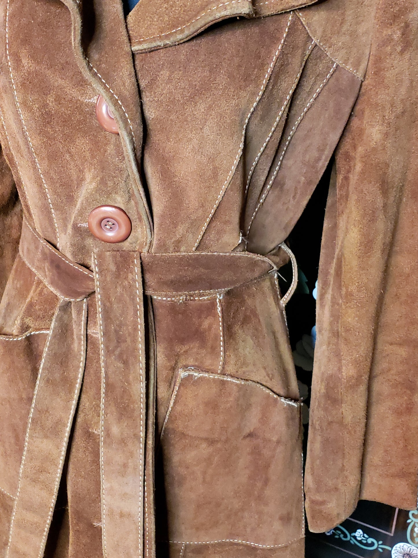 1970s Suede Hooded Coat