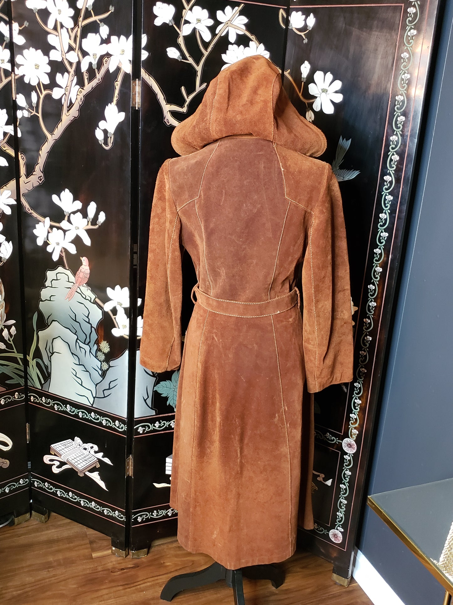 1970s Suede Hooded Coat