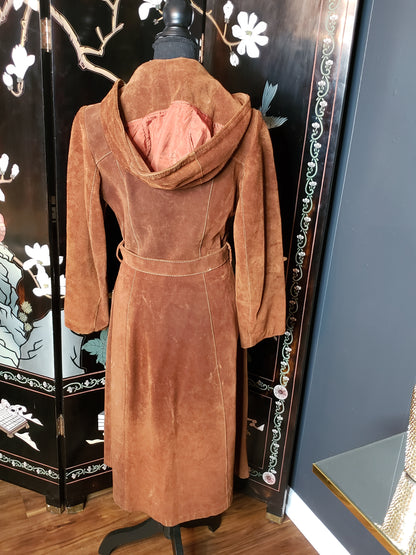 1970s Suede Hooded Coat