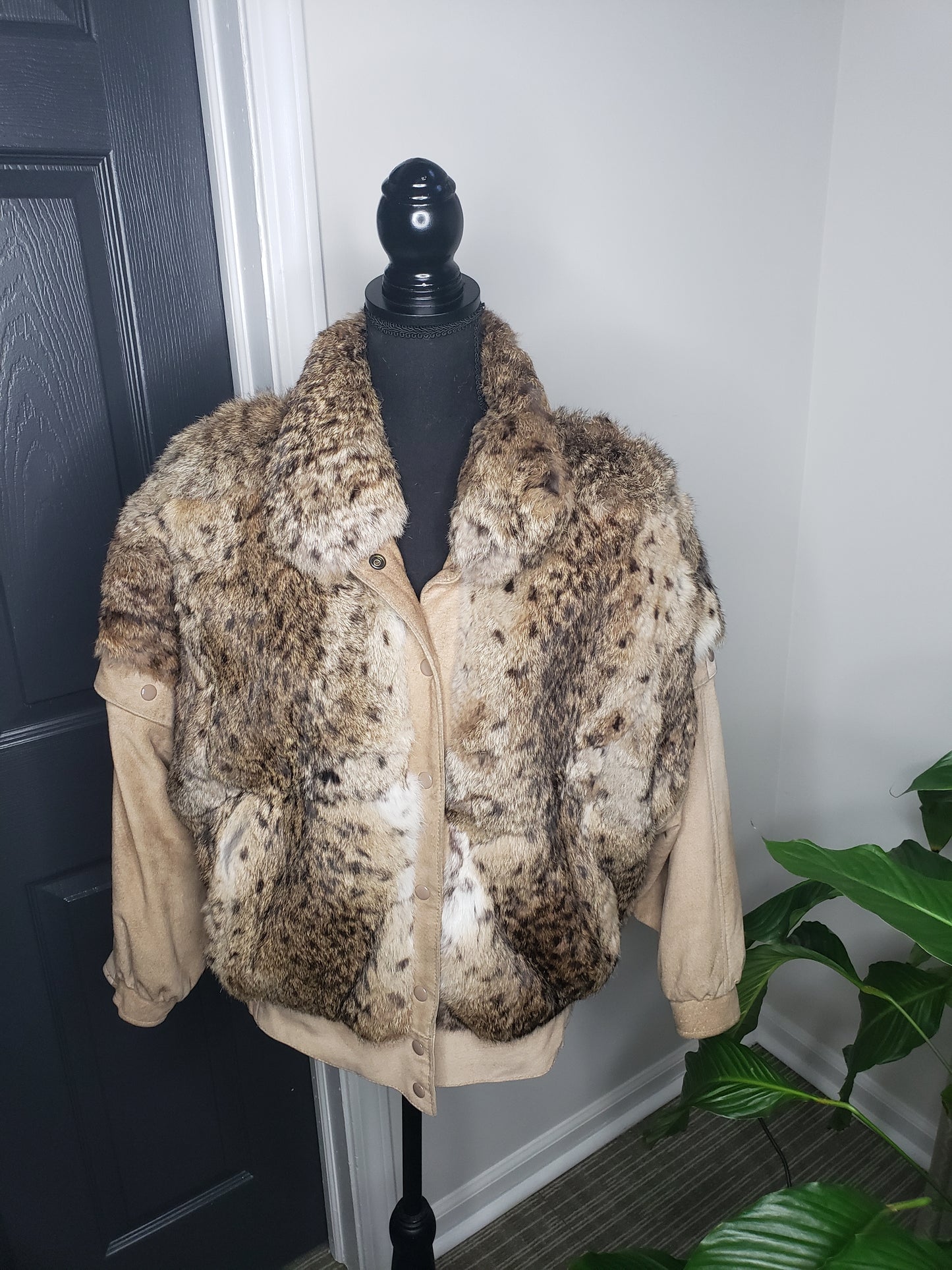 Tan Rabbit Fur & Suede Sleeve Jacket