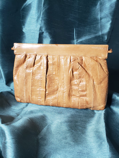 Tan Eelskin Clutch w/Shoulder Strap