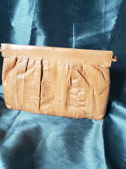 Tan Eelskin Clutch w/Shoulder Strap