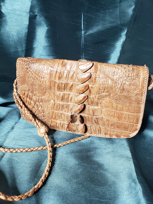 Hornback Crocodile Craft Crossbody Handbag